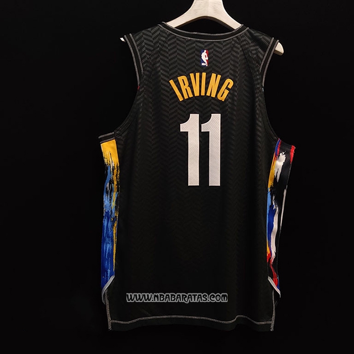 Camiseta Brooklyn Nets Kyrie Irving #11 Ciudad 2020-21 Autentico Negro